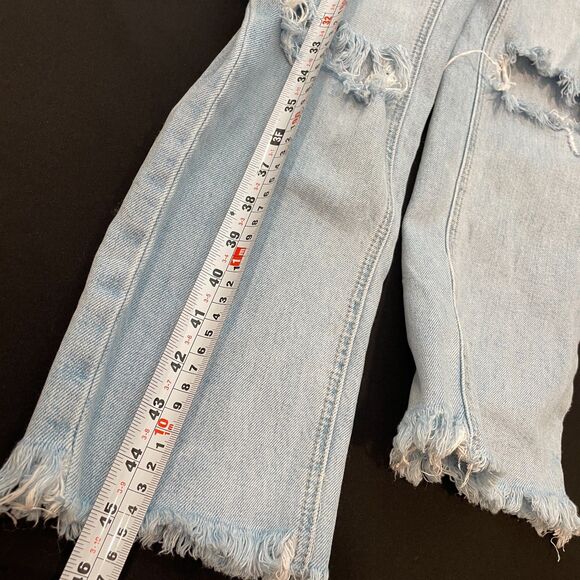 ~ PAIGE XS 26 Overalls Boho Light Blue Wash High Rise Sierra Denim Raw Hem 2 4 - Picture 10 of 16